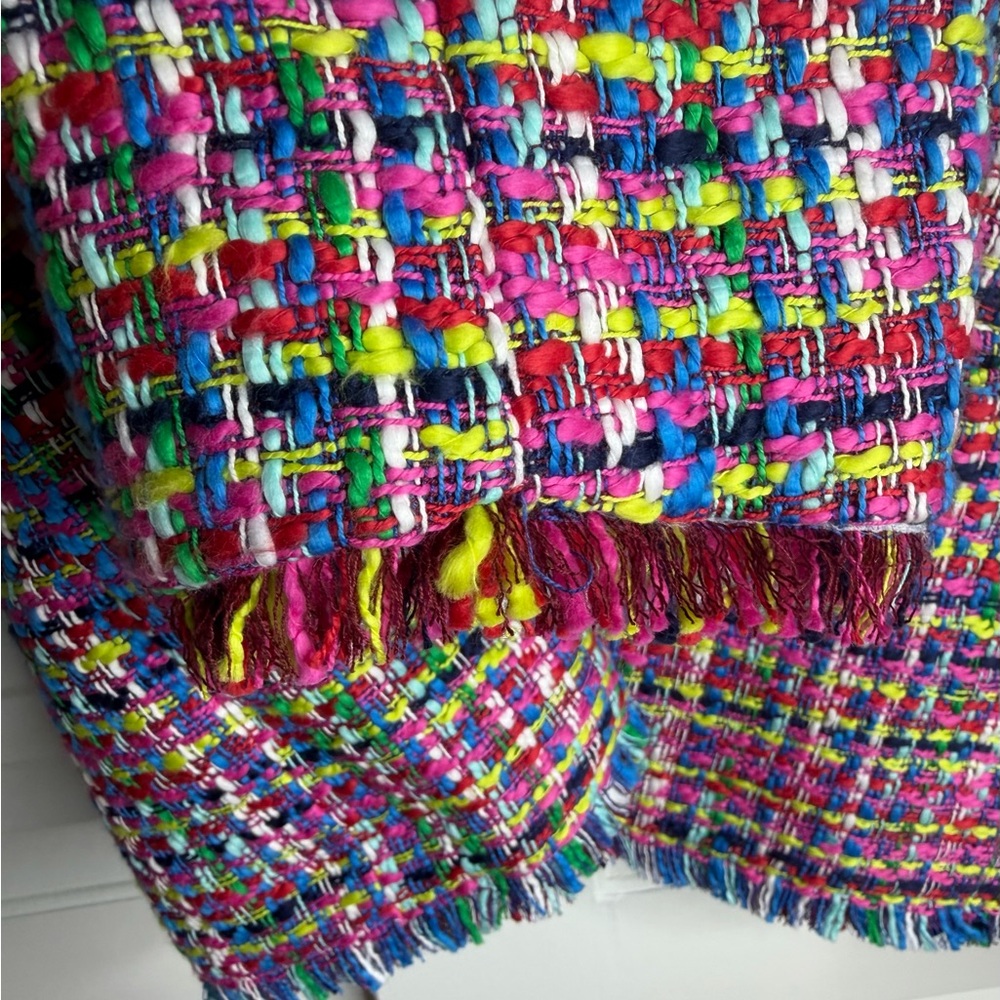 Vilagallo Multicolor Tweed Blazer Cropped Statement Jacket Size 48 - Picture 5 of 9